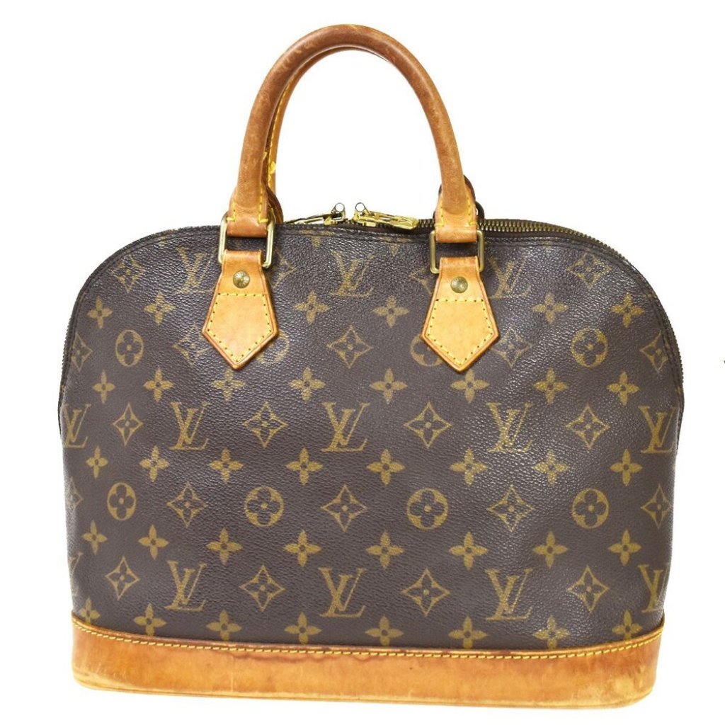 Louis Vuitton Lv Logo Alma Hand Bag Monogram Leather Brown France M51130 31jf780